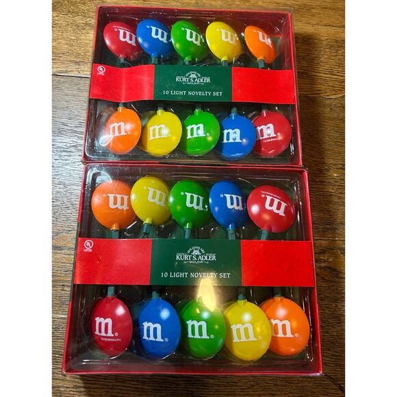 New! Kurt Adler M&M String Lights 2 Boxes of 10 each Tested & Working Colorful - Picture 2 of 5